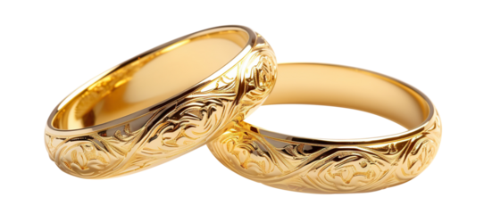 Two golden wedding rings cut out