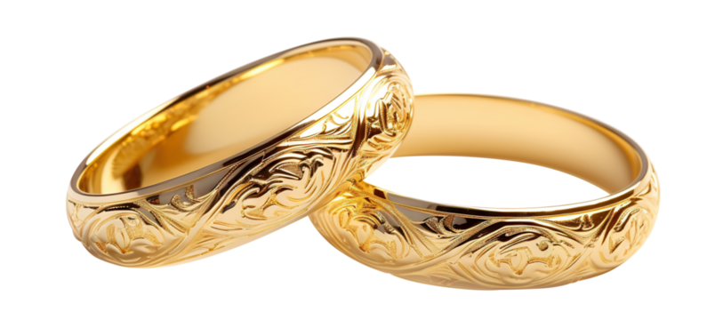 Two golden wedding rings cut out