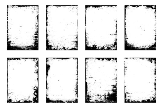 Realistic distressed paper texture overlay for album cover design with scratches. distressed and dust photo texture graphic filter set. Overlay stamps collection. Vector illustrator.