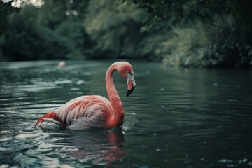 A Flamingos on an river