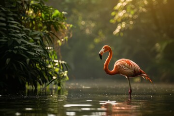 A Flamingos on an river