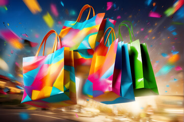 colorful shopping bags, abstract colors
