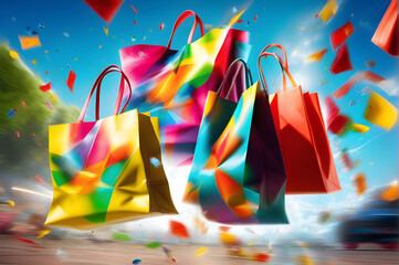 colorful shopping bags, abstract colors