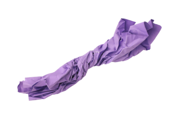 Purple crumpled paper roll isolated on transparent background	