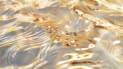 Golden ripples on serene water surface at closeup.