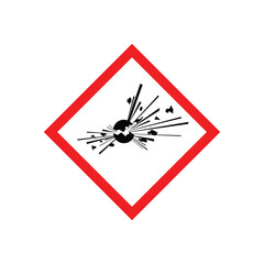 explosive danger sign in white red diamond