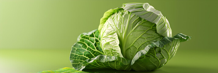 Lush Green Cabbage, green cabbage on a green background. 