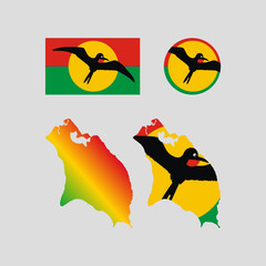 Barbuda 1997 national map and flag vectors set....