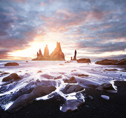 Iceland, Jokulsarlon lagoon, Beautiful cold landscape picture of icelandic glacier lagoon bay, The...