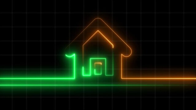 Glowing Neon home icon animation.