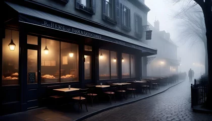 Deurstickers Street cafe in the city © Nazar