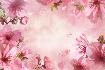 Spring aesthetic pink flower frame for background 