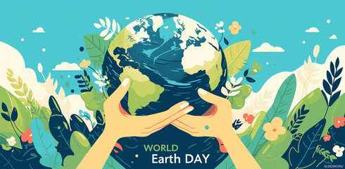 Embrace the Earth: World Earth Day Banner - obrazy, fototapety, plakaty