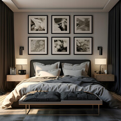 Bedroom interior in classic style. 3d render. Interior design