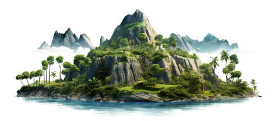 Picturesque palm island, cut out