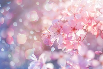 Soft blurred pastel flower petals background, dreamy floral bokeh, romantic spring photo