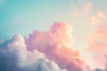 Soft pastel clouds on gradient background, dreamy and ethereal abstract, AI-generated image
