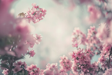 Obraz premium Spring aesthetic pink flower frame for background 