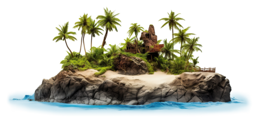 Picturesque palm island, cut out