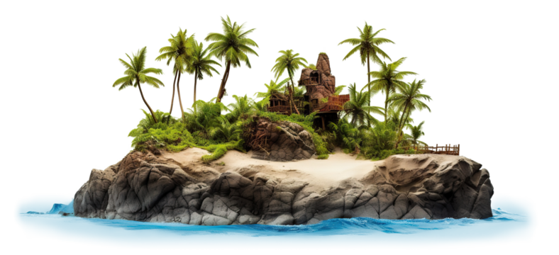 Picturesque palm island, cut out