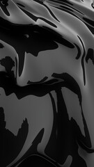 Abstract black vertical background. Black wavy liquid. Dark luxury texture. Oil, petroleum, rock-oil. Silk, satin. Black tar, gum. 3d rendering illustration not AI