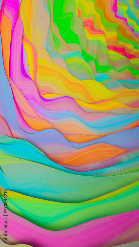 Poster paint wave abstract vertical background. 3d rendering illustration not ai