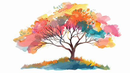 Obraz na płótnie Canvas Painted abstract tree symbol. watercolor hand drawn i