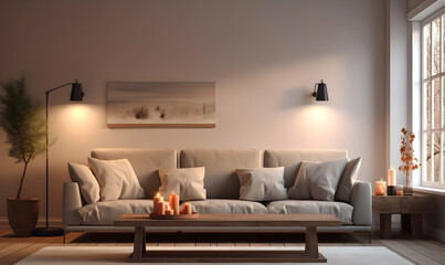 Fototapeta na wymiar Modern living room interior design. 3d rendering mock up scene