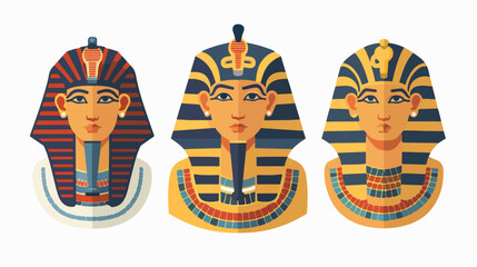 Pharaoh theme elements flat vector isolated on white