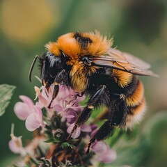 Bee Pollinating Vibrant Wildflower Highlighting Nature's Biodiversity