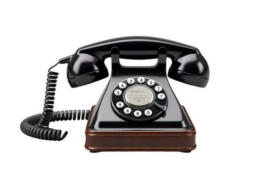 Vintage Telephone With Attached Cord. On a White or Clear Surface PNG Transparent Background.