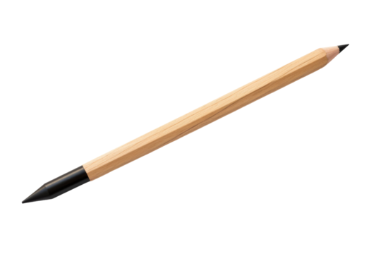 Wooden Pencil With Black Tip. On a White or Clear Surface PNG Transparent Background.