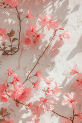 Spring aesthetic background with pink flowers