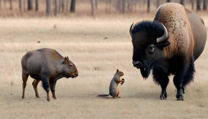 a-buffalo-with-a-lone-squirrel-