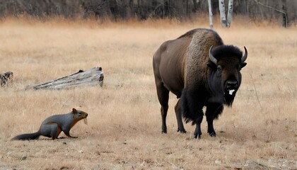 a-buffalo-with-a-lone-squirrel- 2