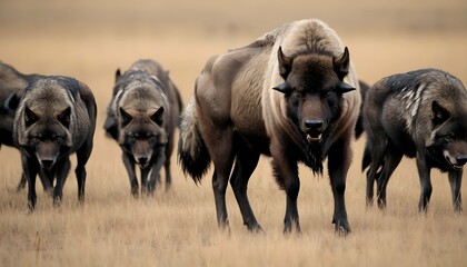 a-buffalo-with-a-pack-of-wolves-in-the-background-