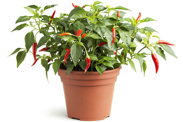 Fototapeta premium chili plant potted isolated on white background