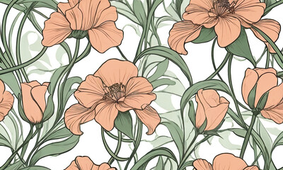 seamless pattern with tulips