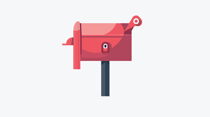 Red mailbox in profile on a white background. flat vector