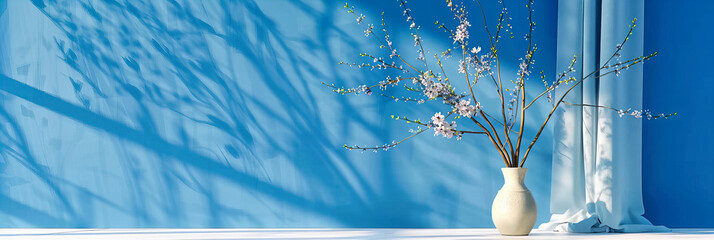 Cherry Blossoms Against the Sky: A Branch of Blooming Cherry Blossoms Set Against a Clear Blue Sky, Embodying the Beauty of Spring