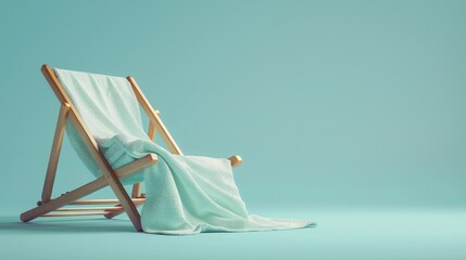 Peaceful Beach Chair with Folded Towel in Tranquil Coastal Setting