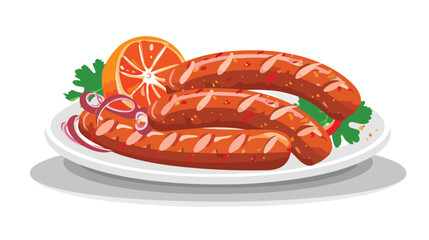 Sausage Oktoberfest flat vector isolated on white background