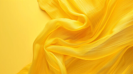 Elegant yellow fabric flowing with a silky texture.