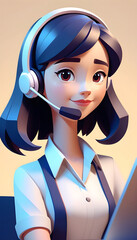 Cartoon phone customer service girl illustration
 - obrazy, fototapety, plakaty