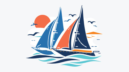 Sign for the logo of the yacht club. flat vector