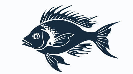 Silhouette emblem fish icon vector illustration desig