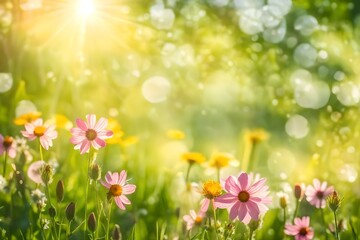 Obraz na płótnie Canvas Meadow flowers in the sun in spring