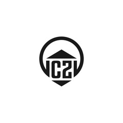 CZ Initial Construction Real Estate Home Logo Design Vector - obrazy, fototapety, plakaty