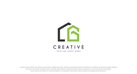 Initial Letter CG House, Home logo design vector inspiration.