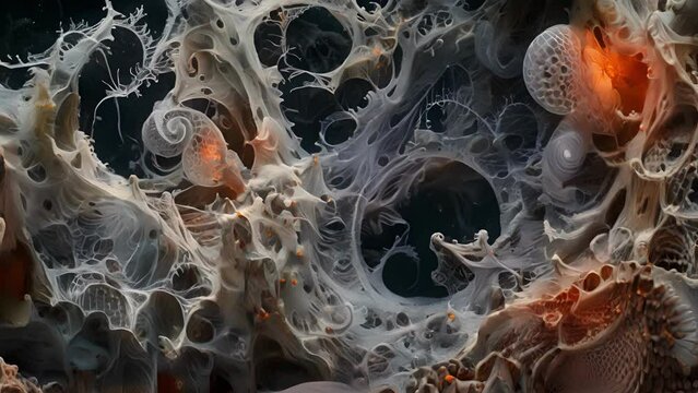 A closer look at the hydrothermal vent reveals an intricate web of tube worms crabs and squid all living in symbiosis relying on the chemicals and heat from the vent to survive